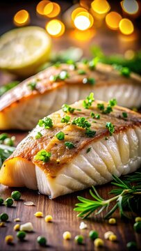 A realistic photo of Delicious fillets of pollock or coalfish