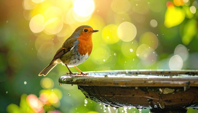 Robin on Birdbath.