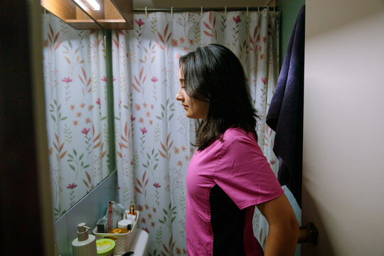 Healthcare Worker Preparing for Work