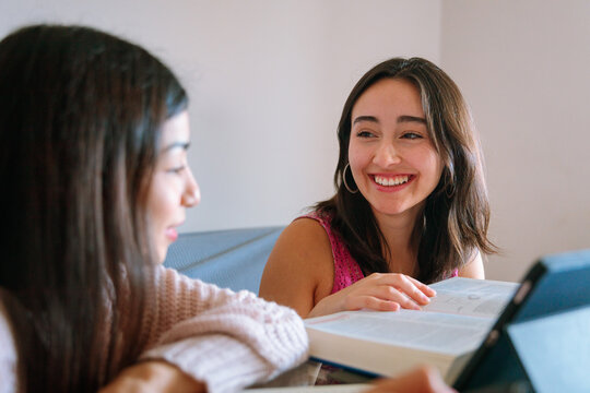 Friends Studying Together at Home
