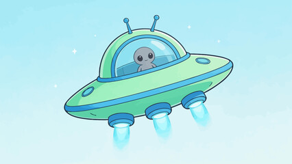 Alien in flying saucer spaceship © Phoenix