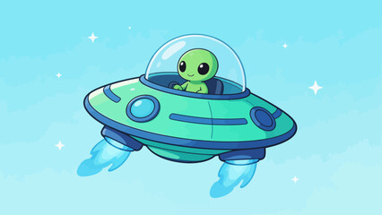 Alien in flying saucer spaceship © Phoenix