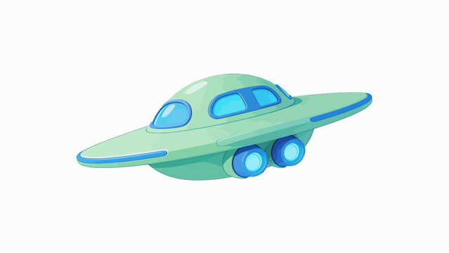 Cartoon UFO on white background