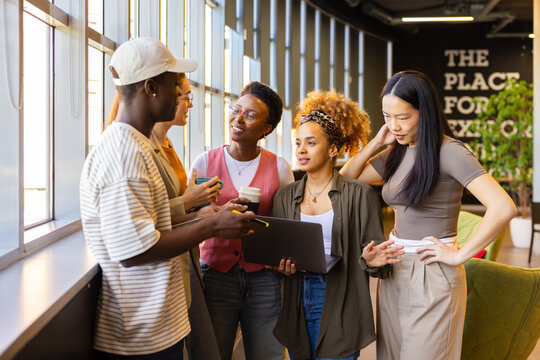 Group collaboration in a modern office setting