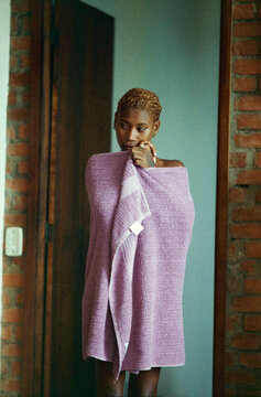 Towel Wrapped in Doorway