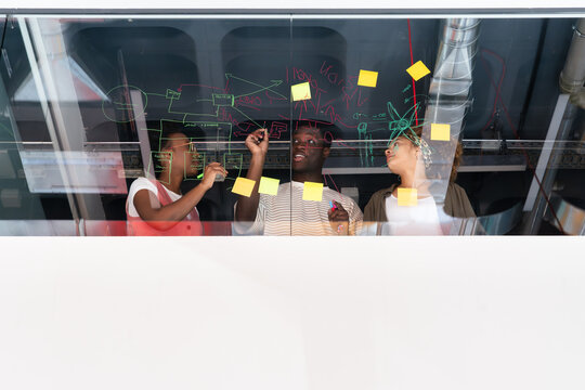 Brainstorming session with creative team in office