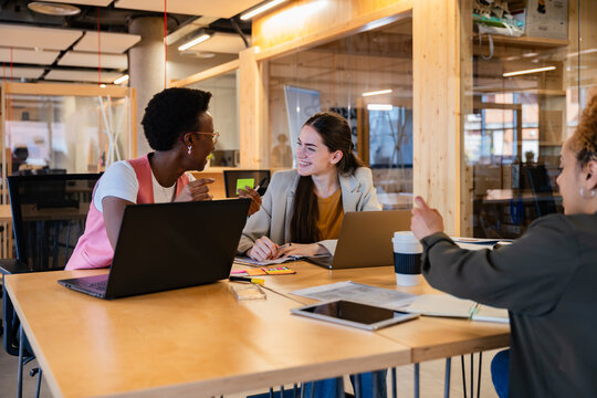 Collaborative team meeting in a modern office space