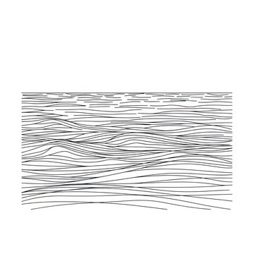 Black and white abstract artwork composed of flowing parallel lines