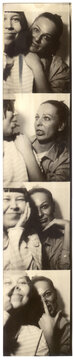 Black and White Photo Booth Strip with Two Friends Posing