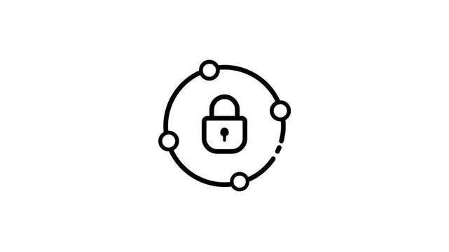 A minimalist black and white icon representing digital security and data protection.