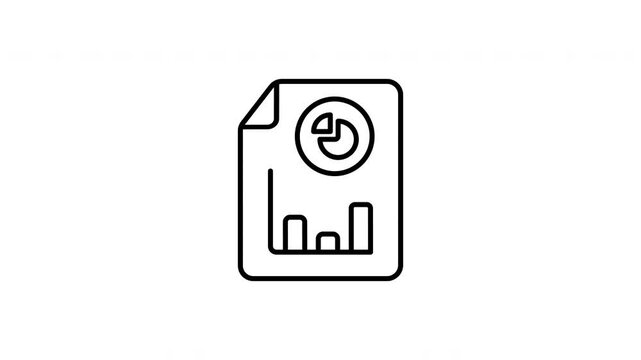 Icon of a document with a bar graph and pie chart, representing data analysis and reporting.