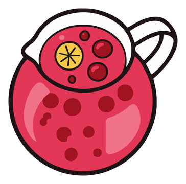 Refreshing sangria pitcher top-down view vector illu.... Generative AI