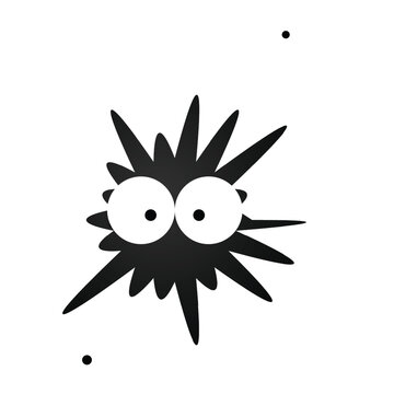 Cute black soot sprite character with big eyes, vector illustration