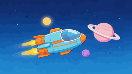 Rocket flying in space near planet © Wester