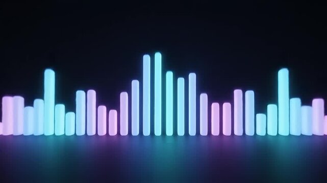 Colorful Audio Spectrum Visualizer with Glowing Bars on Black Background