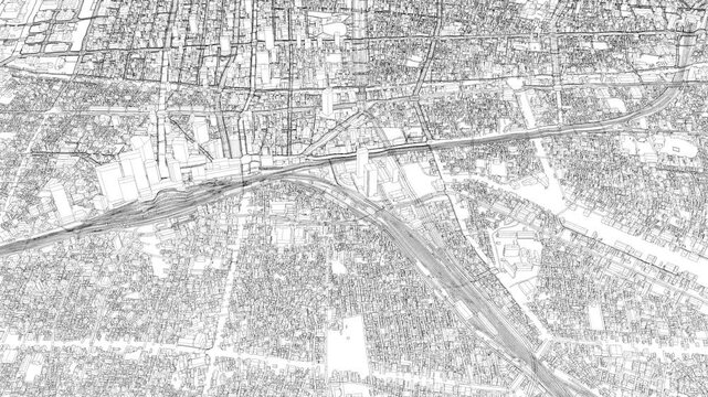 3D looped animation of city - Nagoya Japan