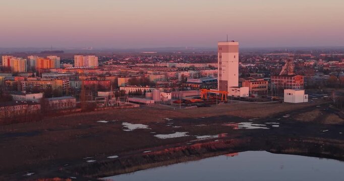 Aerial view of coal mine in Knurow, Silesia, Poland