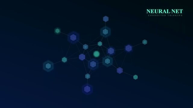 Dynamic visualization of AI powered brainstorming through an expanding network of glowing blue hexagonal nodes connecting intricately across a deep cosmic dark void of digital intelligence