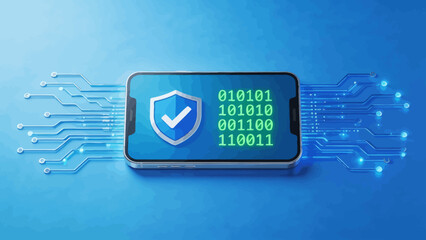 Smartphone with digital security shield © KY