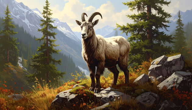 Mountain goat in natural habitat