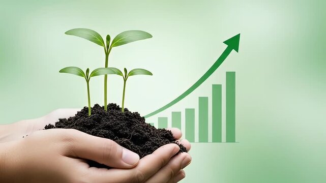Growing Profits Concept Featuring Sprout and Trending Growth Graph