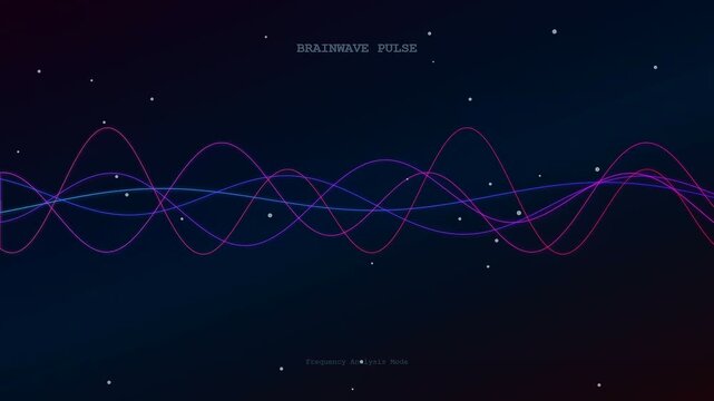 AI powered brainstorming manifests as fluctuating iridescent sine waves pulsing across a dark digital void to symbolize cognitive processing and neural network synchronization in cyberspace