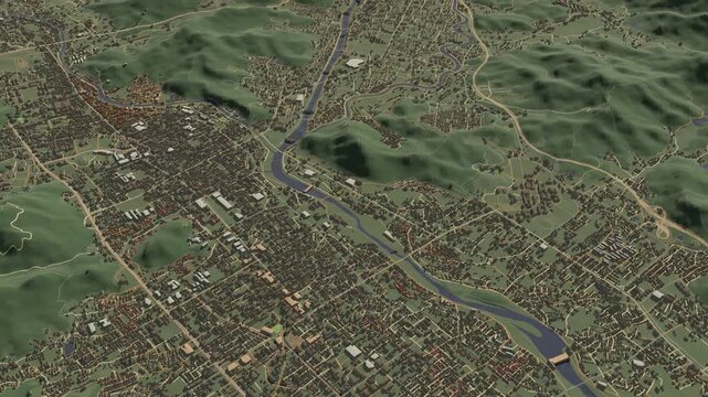 3D looped animation of city - Yamaguchi Japan