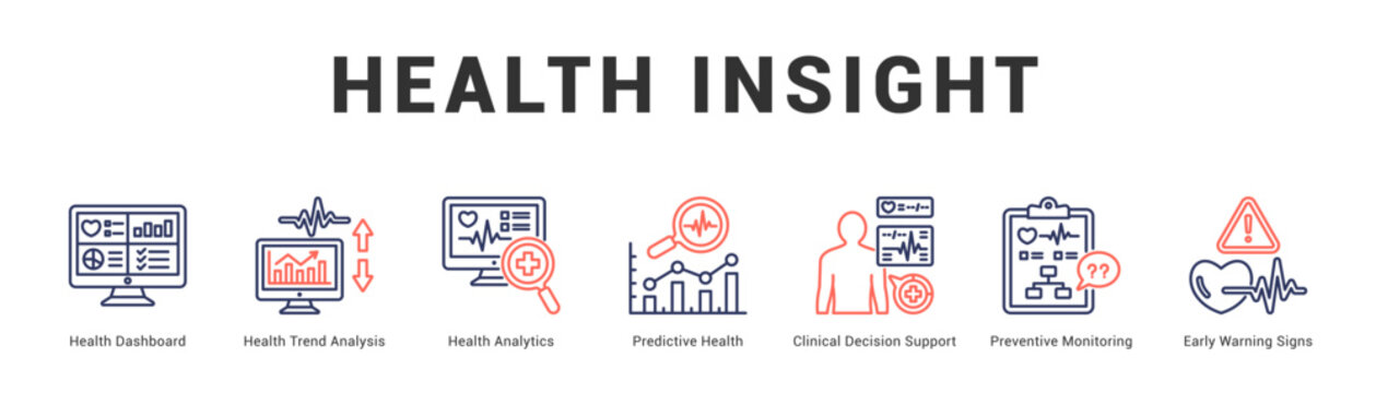Health Insight Modern and clean web banner illustration featuring thematic icons for visual communication
