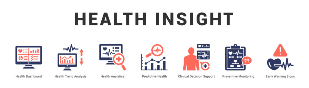 Health Insight Modern and clean web banner illustration featuring thematic icons for visual communication