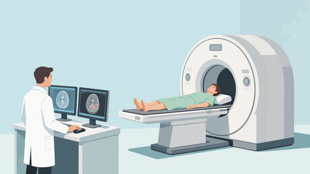 Doctor conducting MRI scan on patient