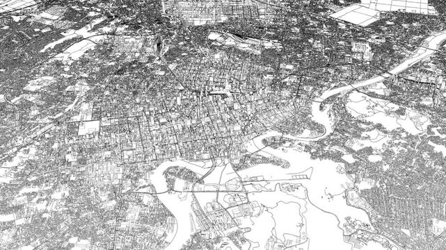3D looped animation of city - Sendai Japan