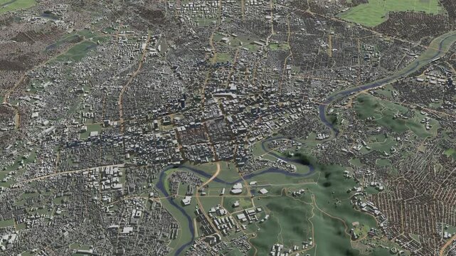 3D looped animation of city - Sendai Japan