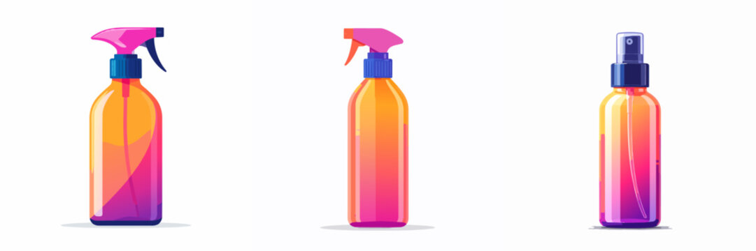 Spray Bottles Vector Illustration for Cleaning Cosmetic and Household Products