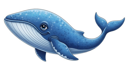 Fototapeta premium Blue Whale Cartoon Illustration in Ocean.