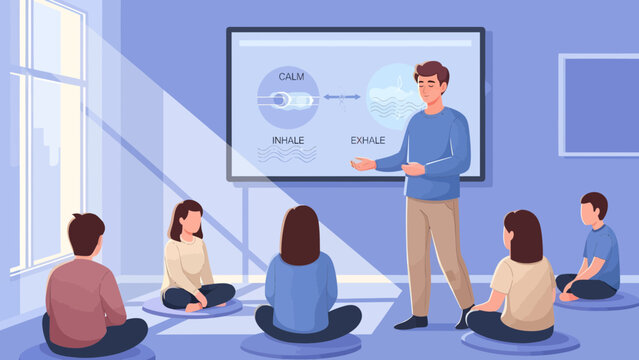 Man giving presentation to young students.
