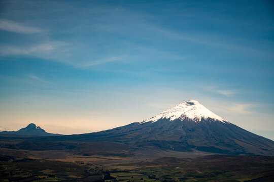 Cotopaxi volcano as seen from the Andes valley of Ecuador.