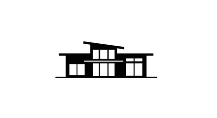 Fototapeta premium Modern house silhouette with large windows.