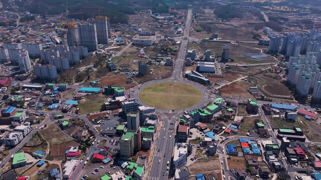 Aerial Drone Footage of Peaceful Ocheon Port and Chungcheong Suyeongseong Fortress, Boryeong, South Korea