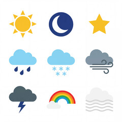 Obraz premium Collection of Weather Icons Representing Different Conditions 1.