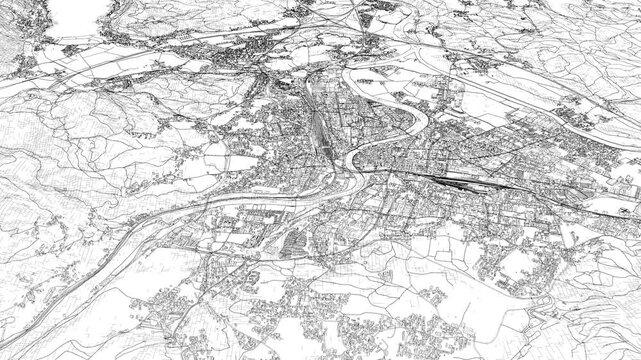 3D looped animation of city - Villach Austria