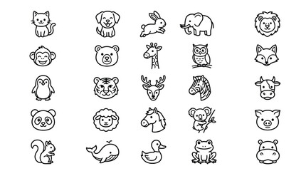 Collection of various animal faces. © letha