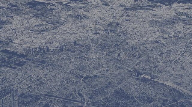 3D looped animation of city - Brussels Belgium
