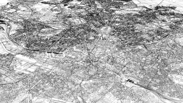 3D looped animation of city - Brussels Belgium