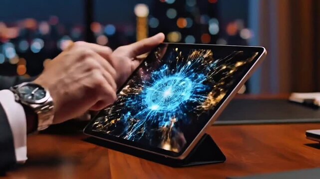 Innovative futuristic digital technology concept displayed on a modern portable device
