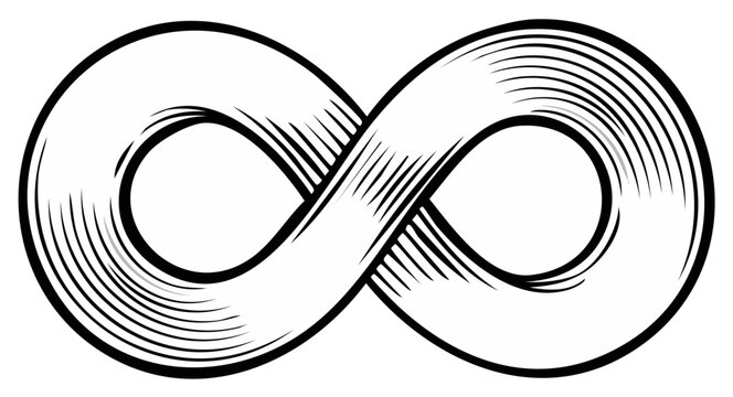 Classic Infinity Symbol Engraved Style Line Art Illustration