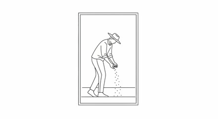 Fototapeta premium Farmer Sowing Seeds by Hand in a Field, Agricultural Work, Organic Farming Concept