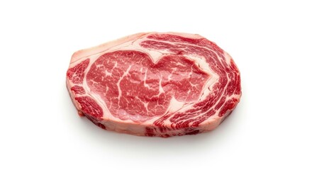 Obraz premium Fresh Raw Ribeye Steak Isolated on White Background.