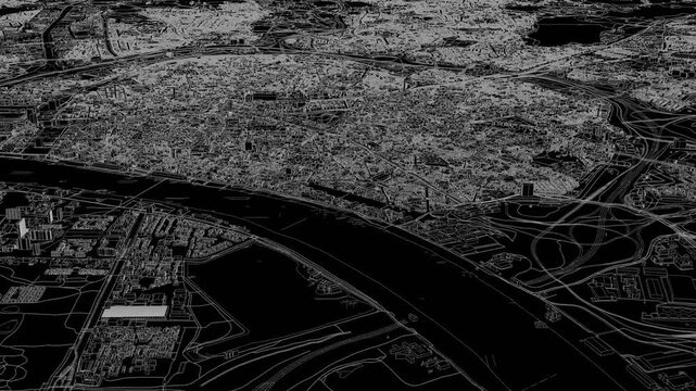3D looped animation of city - Antwerp Belgium