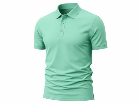 A light mint green polo shirt with a button-down collar and short sleeves