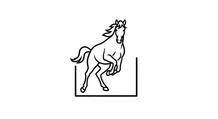 Fototapeta premium Equestrian Horse Jumping Over Obstacle Line Art Icon